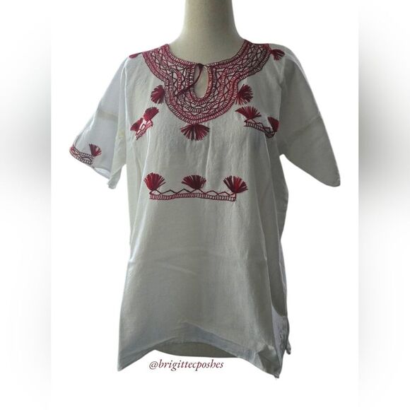 HANDMADE Traditional Embroidered Mexican Blouse - Picture 12 of 12